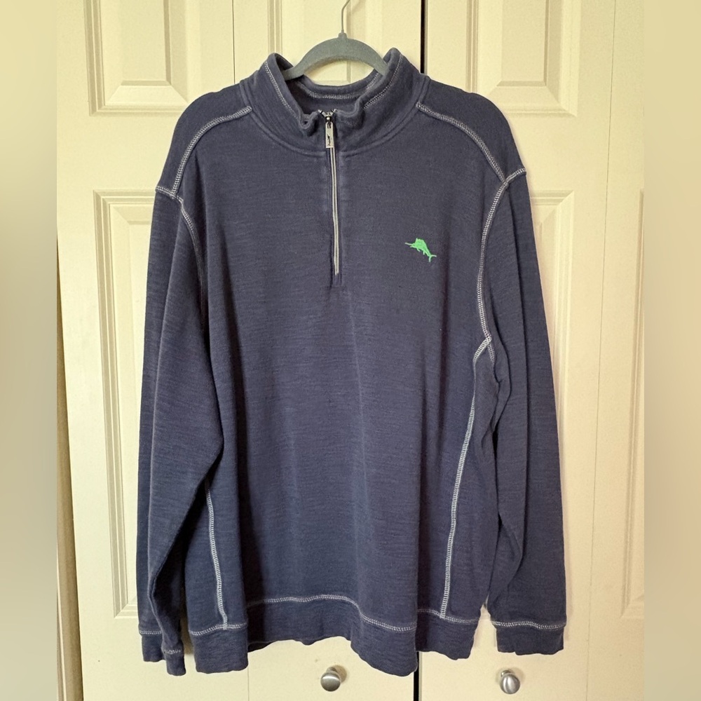 Tommy Bahama Navy Zip-Up Sweater